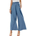 Color-Blue Gray-Spring Summer Cotton Linen Women Solid Color High Waist Loose Casual Wide Leg Pants-Fancey Boutique