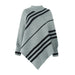 Color-Gray-Autumn Winter Cape Shawl Women Sweater round Neck Striped Sweater-Fancey Boutique