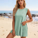 Color-Turquoise-Summer Loose Casual Round Neck Vest Shorts Women Suit Women-Fancey Boutique