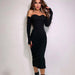 Women Spring Clothing Sexy Hip Knitwear off Shoulder Long Sleeve Tube Top Dress-Fancey Boutique