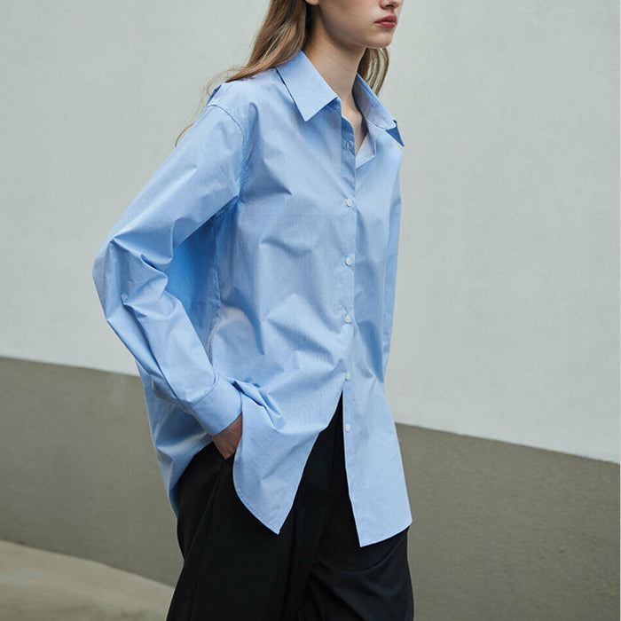 Color-Blue-Shirt Summer Sun Protection Coat Women Clothing Loose Casual Sports Top Early Autumn Long Sleeves Cardigan Oversize Shirt-Fancey Boutique