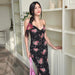 Women Clothing Summer Sexy Low-Cut V-neck Personalized Floral Printed Mesh Sling Dress-Fancey Boutique