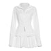 Summer Women Clothing Casual Trend Long Sleeve Zipper Waist Controlled Top Short Skirt Two Piece Set-White Piece Set-Fancey Boutique