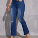 Ripped Slim Fit Wide Leg High Waist Elastic Waist Jeans for Women-Fancey Boutique