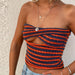 Color-Sapphire Blue Orange Stripes-Vacation Sexy Stripes Sweaters Tube Top Vest Top Women-Fancey Boutique