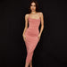 Color-Pink-Ruffle Hip Dress Slim Fit Sexy Strap Dress for Women-Fancey Boutique