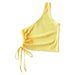 Color-Yellow-Spring One-Shoulder One-Side Vest Solid Color Slim Women Clothing Sloping Shoulder Backless Drawstring Top-Fancey Boutique