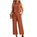 Color-Orange-Summer Women Clothing Sleeveless Vest Wide Leg Cropped Pants Casual Two Piece Set-Fancey Boutique