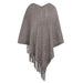 Color-Gray-Autumn Winter Shawl Cape Knitwear Beaded Tassel Sweater Women-Fancey Boutique