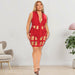 Color-Red-Plus Size Women Clothes Summer Ripped Collar Vest Dress-Fancey Boutique