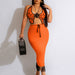 Color-Orange-Source Sexy Women Clothing Hand Crocheted Butterfly Top Knitted Tassel Skirt Set-Fancey Boutique