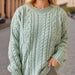 Color-Light Blue-Autumn Winter Retro Vertical Stripes Twist Round Neck Long Sleeve Knitted Pullover Thick Needle Sweater Women-Fancey Boutique