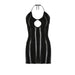 Color-Black-Woolen Basic Dress Spring Sexy Women Wear Halter Cut out Skinny Sheath Dress-Fancey Boutique