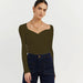 Color-Olive Green-Autumn Winter Best Women Clothes Chest Criss Cross Long Sleeves Dinified Sweater Women-Fancey Boutique