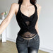 Summer Women Clothing Solid Color Sexy Halter Slim Lace Cropped Tank Top-Fancey Boutique