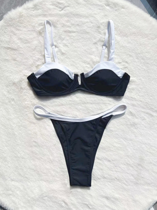 Color-Bikini Low Waist Bikini Stitching Sexy Split Women Swimsuit-Fancey Boutique