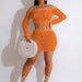 Color-Orange-4-Beach Suit Hollow Out Cutout Knitted Holiday Hand Crocheting Bandage Sun Proof Set-Fancey Boutique