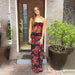 Mesh Printed Tube Top Mid Length Skirt Set Women Summer Slim Fit Women Clothing-Fancey Boutique
