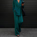 Casual Green Satin Suit Two Piece Set Western Women Clothing High End-Fancey Boutique