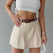 Color-Apricot-Niche Sexy Pleated Culottes Women Summer Super a High Waist Skirt Hip Skirt-Fancey Boutique