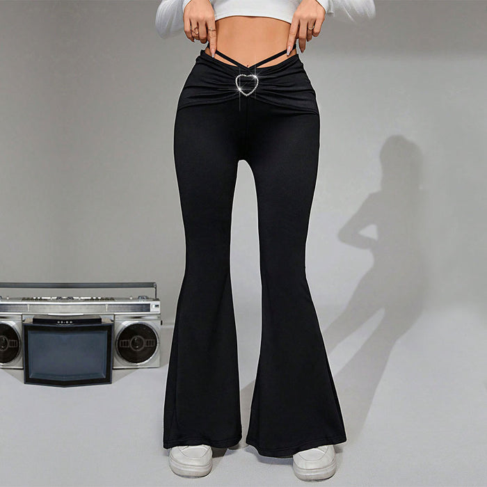 Women Clothing Elegant Casual Pants Autumn Winter High Waist Drooping Slim Slimming Wide Leg Pants-Black-Fancey Boutique