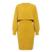 Color-Yellow-Knitted Two-Piece Classic High Waist Pullover Knitwear Half-Length Office Solid Color Dress-Fancey Boutique