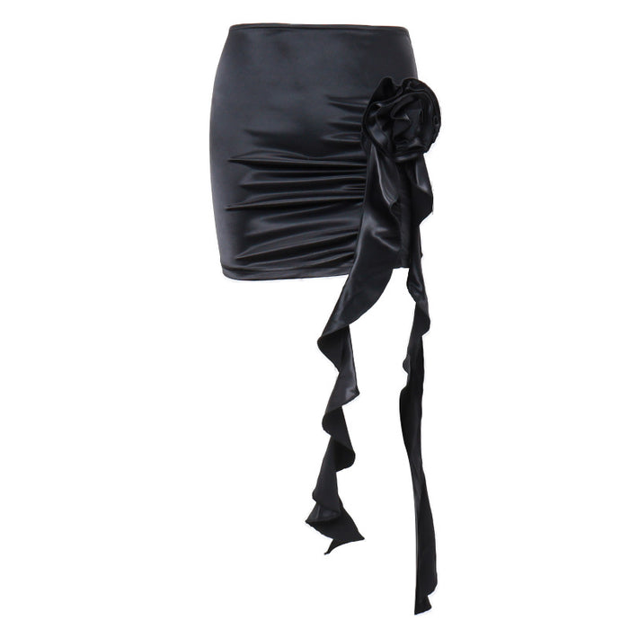 Color-Black-Spring Top Product French Rose Decoration Sexy Slim Skirt Women-Fancey Boutique