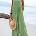 Color-Green-Women Clothing Summer Jumpsuit Ethnic Solid Color Wide Leg Jumpsuit-Fancey Boutique