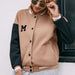 Color-Khaki-Women Clothing Casual Long Sleeve Solid Color Cardigan Coat Top Varsity Jacket for Women-Fancey Boutique