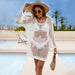 Beach Cover up Hollow Out Cutout out Knitted Blouse Sexy Vacation Bikini Swimsuit Outwear Sun Protection Shirt-White-Fancey Boutique