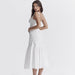 Women Clothing Sexy Cami Dress Cotton Linen Jacquard Mid Length Dress White Dress for Women Summer Sweet Spicy-Fancey Boutique