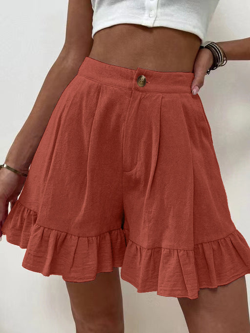 Color-Red-Shorts Casual Wide Leg Loose Shorts Summer New Women Clothing High Waist Shorts-Fancey Boutique