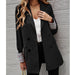 Color-Black-Autumn Winter Women Clothing Solid Color Polo Collar Button Slim Graceful Blazer-Fancey Boutique