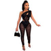 Color-Black-Women Clothing Sexy Mesh See-through Irregular Asymmetric Top Two-Piece Set-Fancey Boutique