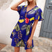 Color-Blue-Summer Women Clothing Printed Casual Vacation Short Sleeve Dress for Women-Fancey Boutique