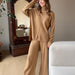 Color-Khaki Suit-Loose Casual Sweater Top Trousers Set-Fancey Boutique