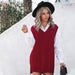 Color-Red-1-Winter Solid Color Women Sweater Vest Mid-Length Sleeveless Top Sweater-Fancey Boutique