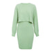 Color-Green-Sexy Knitted Dress Two Piece Set Autumn Winter Solid Color Long Sleeve Sweater Women-Fancey Boutique