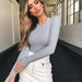 Color-Light Gray-Autumn Winter Long Sleeved Top round Neck Stretch Bottoming Shirt T shirt Top for Girls-Fancey Boutique
