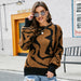 Color-Yellow Pullover-Sweater Casual Pullover Sweater Idle Contrast Color Zebra Pattern Puff Sleeve Loose Knitted Top-Fancey Boutique