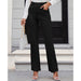 Color-Black-Women Clothing Solid Color Pocket Work Pant-Fancey Boutique