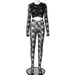 Color-Black-Women Clothing Spring Solid Color Sexy Lace Stitching Long Sleeves Cropped Hollow Out Cutout out Jumpsuit-Fancey Boutique