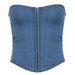 Color-Blue-Street Cool Waist Tight Corset Lace-up Vest sexy off-Shoulder Sexy Denim Split Wrapped Chest-Fancey Boutique