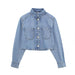 Color-Denim Jacket-Summer Women Short Denim Jacket Coat Mid Length Skirt Set-Fancey Boutique