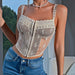 French Sexy Strap Lace Stitching See Through Vest-Apricot-Fancey Boutique