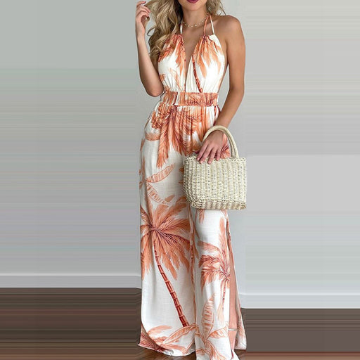 Color-Orange-Women Clothing Digital Printing Colorful Jumpsuit Women-Fancey Boutique