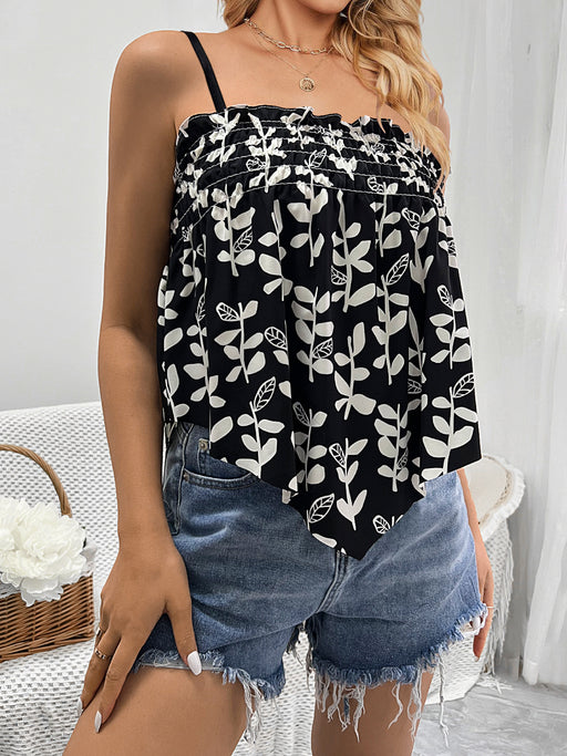 Color-Black-Women Clothing Summer Printed Camisole Vacation Top-Fancey Boutique