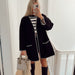 Color-Black-Women Color Contrast Woolen Coat Autumn Winter-Fancey Boutique