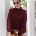 Color-Red-Women Live Shot Elegant Graceful Design Half Turtleneck Soft Glutinous Purple Knitted Sweater-Fancey Boutique