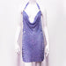 Women Clothing Popular Metal Rhinestone Dress Sexy Party Nightclub Halter Dress Women-Sapphire Blue-1-Fancey Boutique